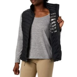 Columbia Powder Lite Gilet Black White Logo Women -Outdoor Outfit Store cl 1757411 011 001