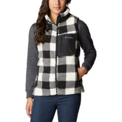 Columbia West Band Vest Black White Women