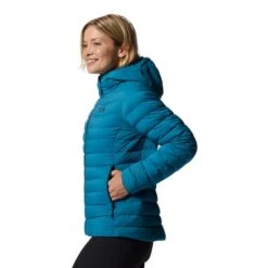 Mountain Hardwear Deloro Down Full Zip Hoodie Blue Women -Outdoor Outfit Store mh 2004161 446 003