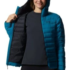 Mountain Hardwear Deloro Down Full Zip Hoodie Blue Women -Outdoor Outfit Store mh 2004161 446 005