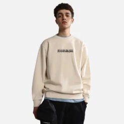 Napapijri Box Sweatshirt White Cream Orange -Outdoor Outfit Store nap np0a4gbfns51 003