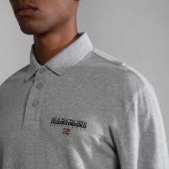 Napapijri Ayas 1 Long Sleeve Polo Shirt Light Grey -Outdoor Outfit Store nap np0a4gjx160 005