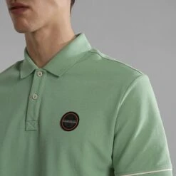 Napapijri Whale Short Sleeve Polo Shirt Mint Green -Outdoor Outfit Store nap np0a4gqggg9 006