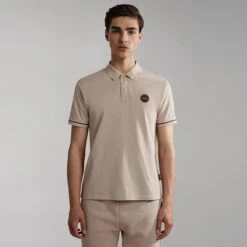 Napapijri Whale Short Sleeve Polo Shirt Beige -Outdoor Outfit Store nap np0a4gqgnbi 003