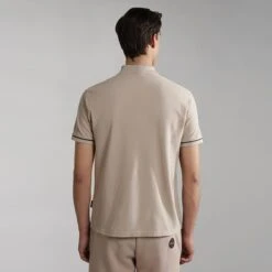 Napapijri Whale Short Sleeve Polo Shirt Beige -Outdoor Outfit Store nap np0a4gqgnbi 004