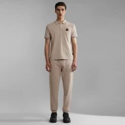 Napapijri Whale Short Sleeve Polo Shirt Beige -Outdoor Outfit Store nap np0a4gqgnbi 005