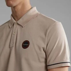 Napapijri Whale Short Sleeve Polo Shirt Beige -Outdoor Outfit Store nap np0a4gqgnbi 006