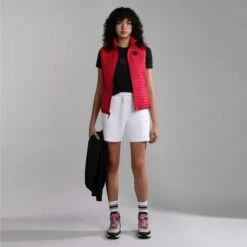 Napapijri Acalmar Gilet Red Black Women -Outdoor Outfit Store nap np0a4gy2r1c1 003