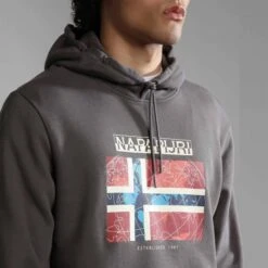 Napapijri Guiro Hoodie Grey Red -Outdoor Outfit Store nap np0a4gzth311 004