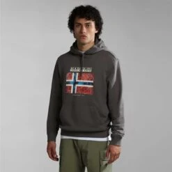 Napapijri Guiro Hoodie Grey Red -Outdoor Outfit Store nap np0a4gzth311 006