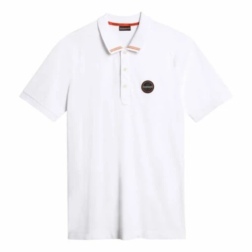 Napapijri Icale Short Sleeve Polo Shirt White Black -Outdoor Outfit Store nap np0a4h140021 001