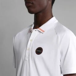 Napapijri Icale Short Sleeve Polo Shirt White Black -Outdoor Outfit Store nap np0a4h140021 005