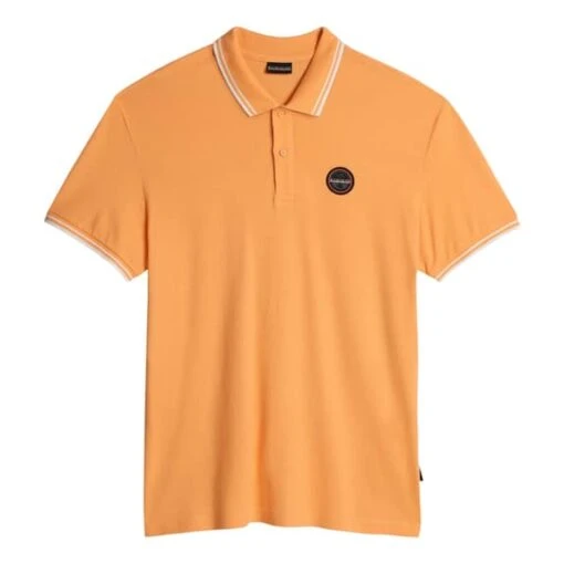 Napapijri Macas Short Sleeve Polo Shirt Orange Black White -Outdoor Outfit Store nap np0a4h5za571 001