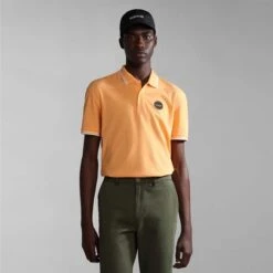 Napapijri Macas Short Sleeve Polo Shirt Orange Black White -Outdoor Outfit Store nap np0a4h5za571 006