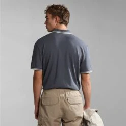 Napapijri Macas Short Sleeve Polo Shirt Dark Grey -Outdoor Outfit Store nap np0a4h5zb4d1 004