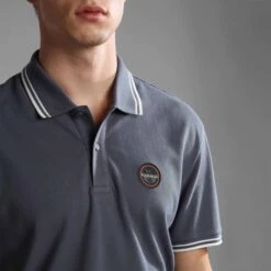 Napapijri Macas Short Sleeve Polo Shirt Dark Grey -Outdoor Outfit Store nap np0a4h5zb4d1 005