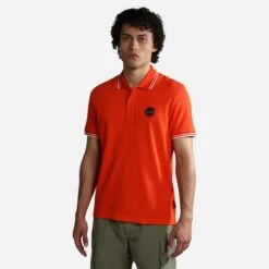 Napapijri Macas Short Sleeve Polo Shirt Orange Black -Outdoor Outfit Store nap np0a4h5zr051 003