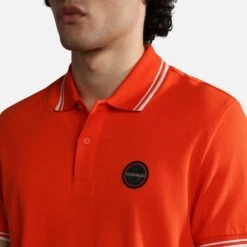 Napapijri Macas Short Sleeve Polo Shirt Orange Black -Outdoor Outfit Store nap np0a4h5zr051 006