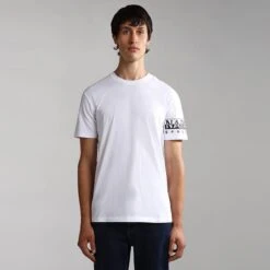 Napapijri Sadas 1 Short Sleeve T-Shirt White -Outdoor Outfit Store nap np0a4h9b002 006