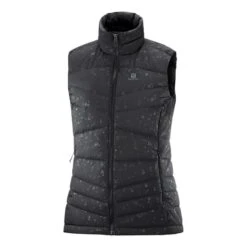 Salomon Transition Down Gilet Black Grey Print Women