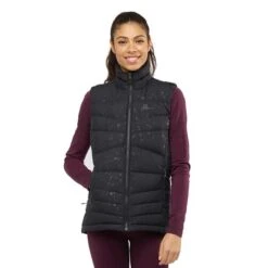 Salomon Transition Down Gilet Black Grey Print Women -Outdoor Outfit Store slm lc1390100 004