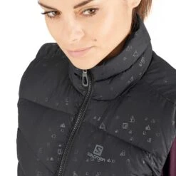 Salomon Transition Down Gilet Black Grey Print Women -Outdoor Outfit Store slm lc1390100 006